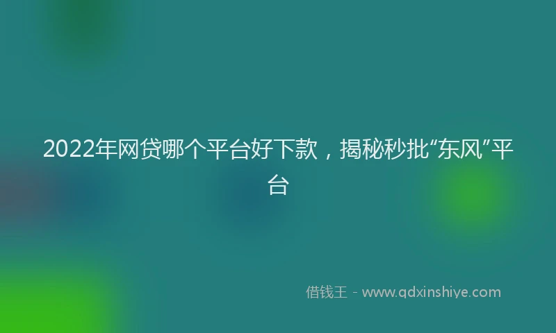 2022年网贷哪个平台好下款，揭秘秒批“东风”平台