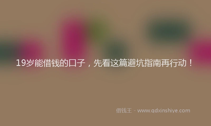 19岁能借钱的口子，先看这篇避坑指南再行动！