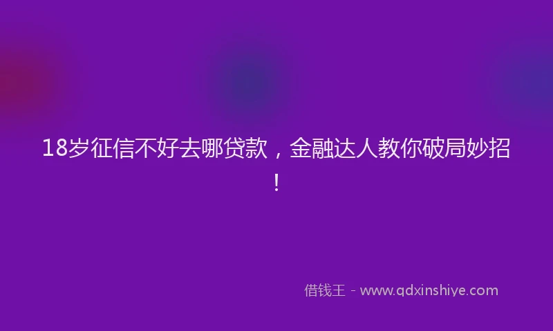 18岁征信不好去哪贷款,金融达人教你破局妙招!