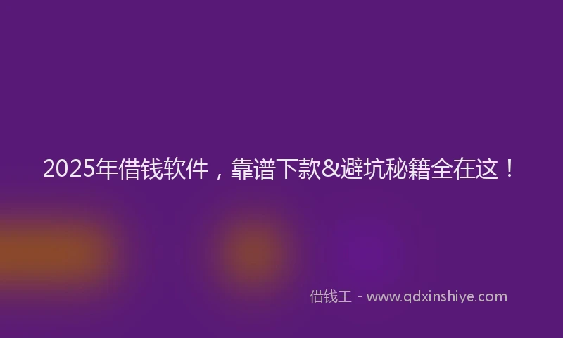 2025年借钱软件，靠谱下款&避坑秘籍全在这！