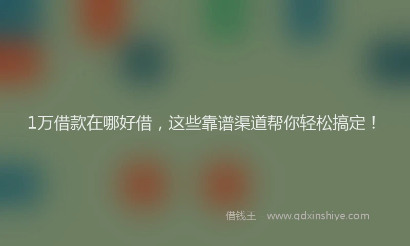 1万借款在哪好借，这些靠谱渠道帮你轻松搞定！