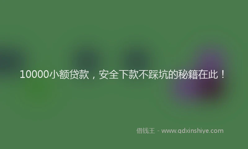 10000小额贷款，安全下款不踩坑的秘籍在此！