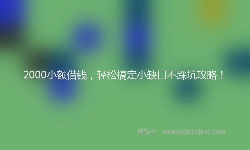 2000小额借钱，轻松搞定小缺口不踩坑攻略！