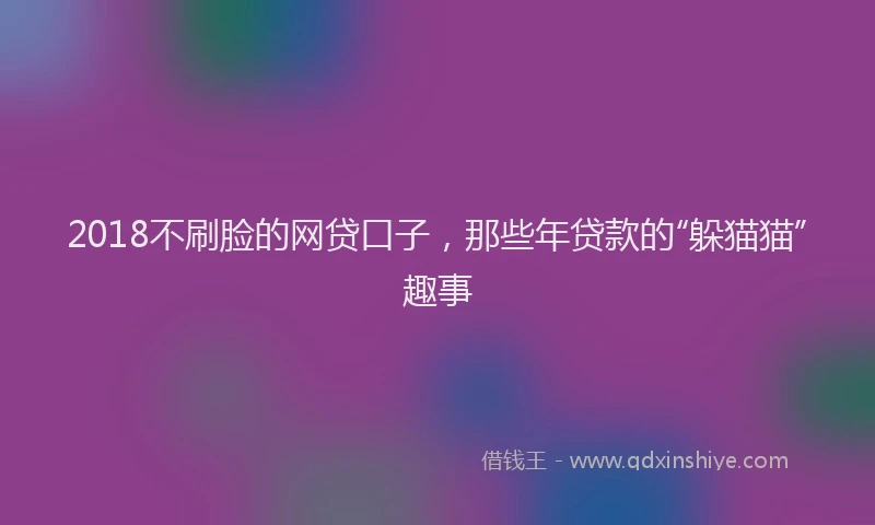 2018不刷脸的网贷口子，那些年贷款的“躲猫猫”趣事