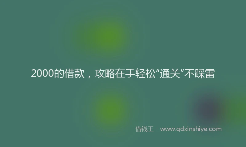 2000的借款,攻略在手轻松“通关”不踩雷