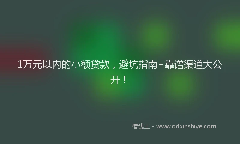 1万元以内的小额贷款，避坑指南+靠谱渠道大公开！