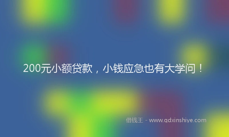 200元小额贷款，小钱应急也有大学问！