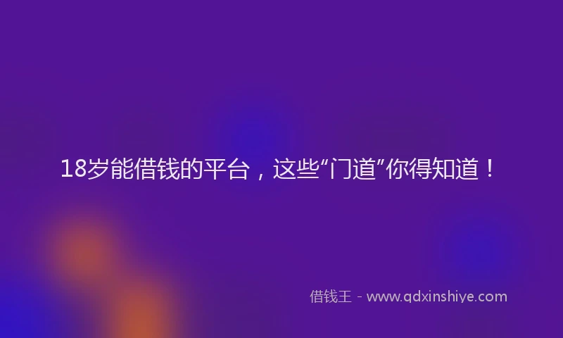 18岁能借钱的平台，这些“门道”你得知道！