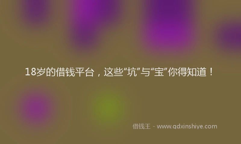 18岁的借钱平台，这些“坑”与“宝”你得知道！