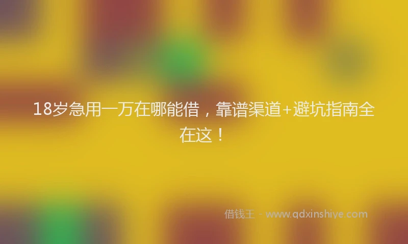 18岁急用一万在哪能借，靠谱渠道+避坑指南全在这！
