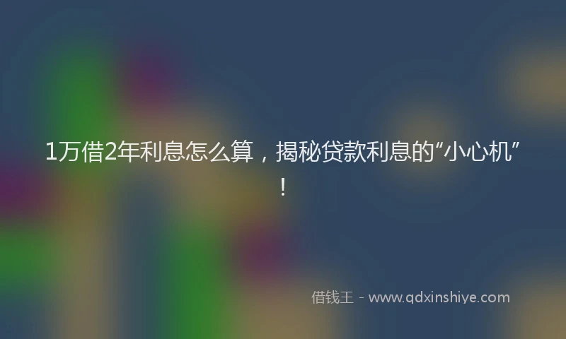 1万借2年利息怎么算，揭秘贷款利息的“小心机”！