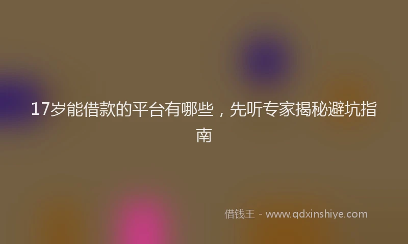 17岁能借款的平台有哪些，先听专家揭秘避坑指南