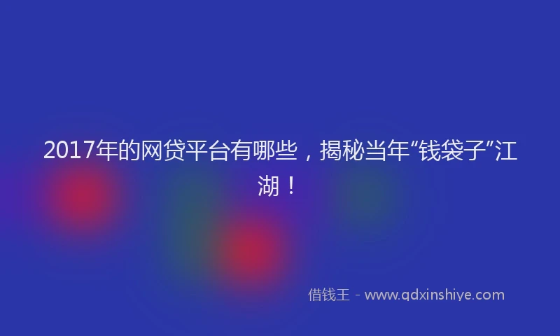 2017年的网贷平台有哪些，揭秘当年“钱袋子”江湖！