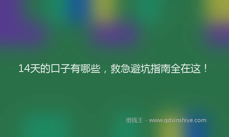 14天的口子有哪些，救急避坑指南全在这！