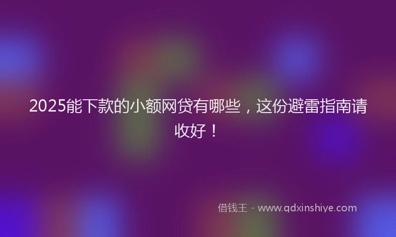 2025能下款的小额网贷有哪些，这份避雷指南请收好！