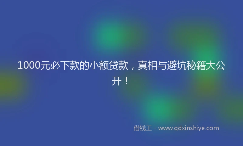 1000元必下款的小额贷款，真相与避坑秘籍大公开！