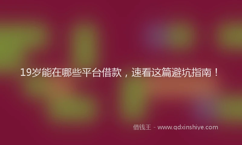 19岁能在哪些平台借款，速看这篇避坑指南！