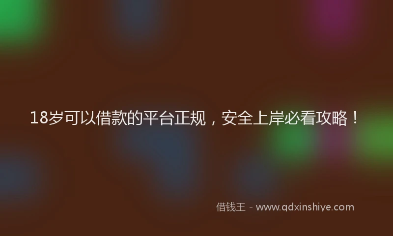 18岁可以借款的平台正规，安全上岸必看攻略！