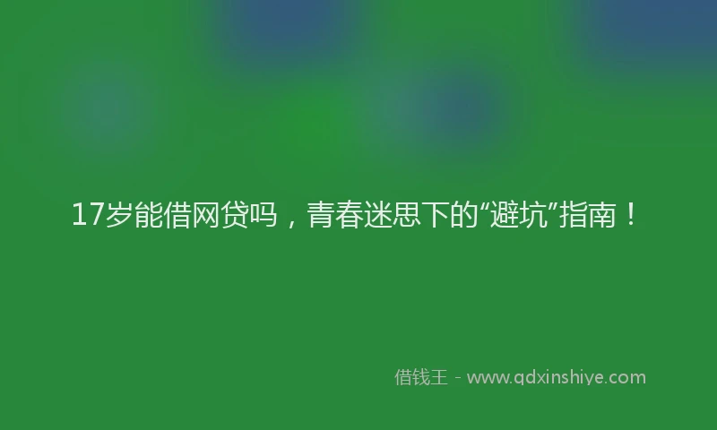 17岁能借网贷吗，青春迷思下的“避坑”指南！
