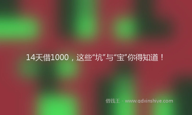 14天借1000,这些“坑”与“宝”你得知道!