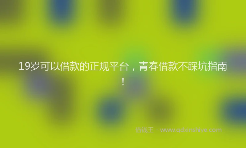 19岁可以借款的正规平台，青春借款不踩坑指南！