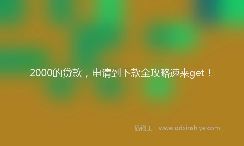2000的贷款,申请到下款全攻略速来get!