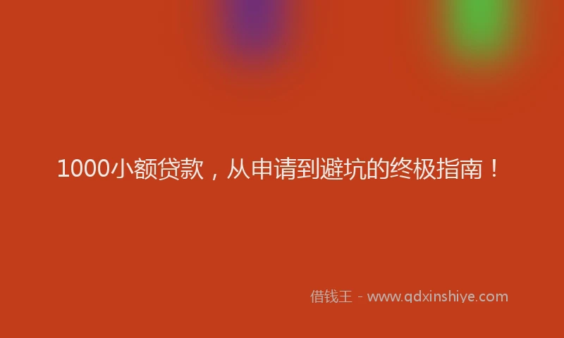 1000小额贷款,从申请到避坑的终极指南!