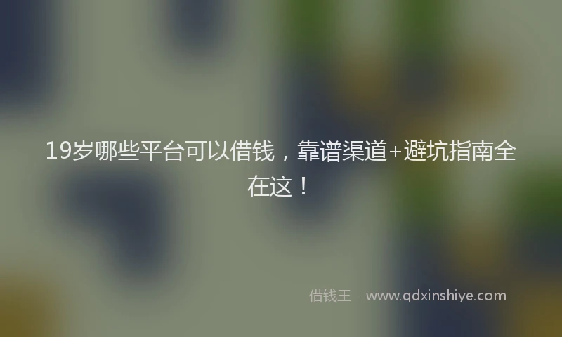 19岁哪些平台可以借钱,靠谱渠道+避坑指南全在这!