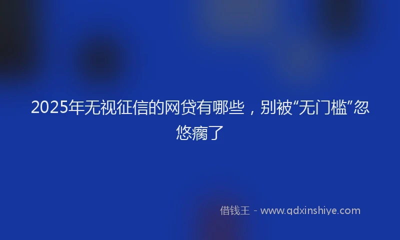 2025年无视征信的网贷有哪些，别被“无门槛”忽悠瘸了