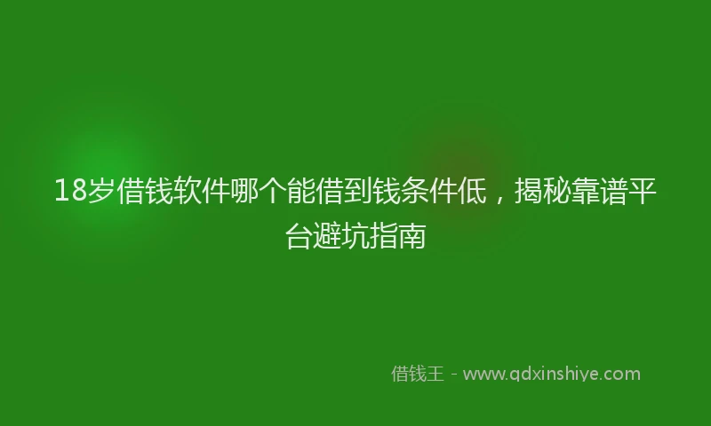 18岁借钱软件哪个能借到钱条件低，揭秘靠谱平台避坑指南