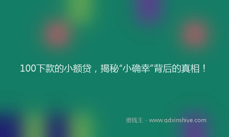 100下款的小额贷，揭秘“小确幸”背后的真相！