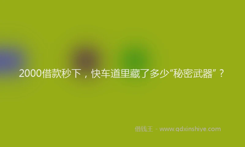 2000借款秒下，快车道里藏了多少“秘密武器”？