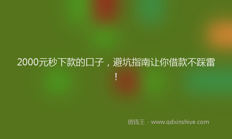 2000元秒下款的口子，避坑指南让你借款不踩雷！