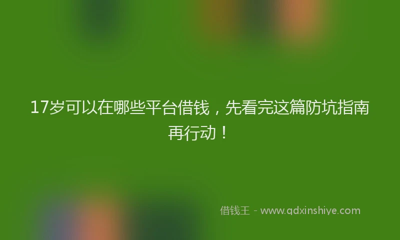 17岁可以在哪些平台借钱，先看完这篇防坑指南再行动！