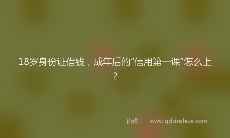18岁身份证借钱，成年后的“信用第一课”怎么上？