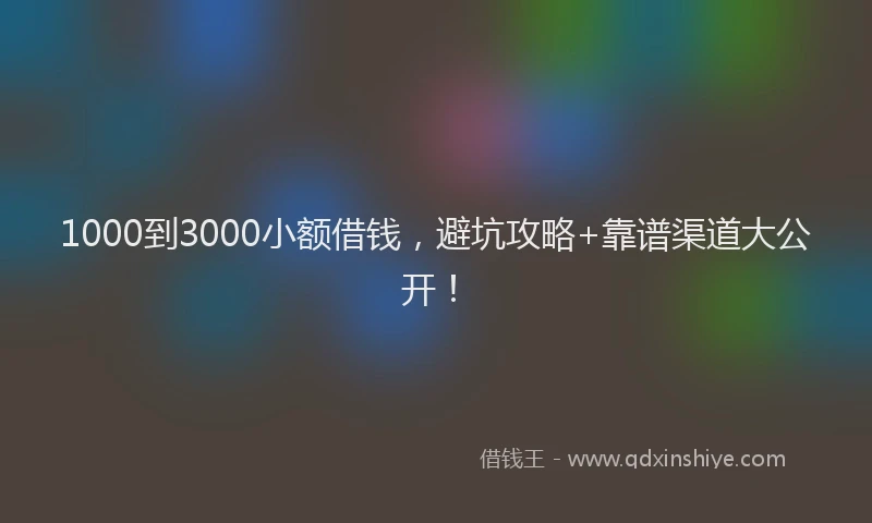 1000到3000小额借钱，避坑攻略+靠谱渠道大公开！