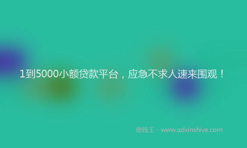 1到5000小额贷款平台，应急不求人速来围观！