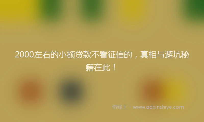 2000左右的小额贷款不看征信的，真相与避坑秘籍在此！