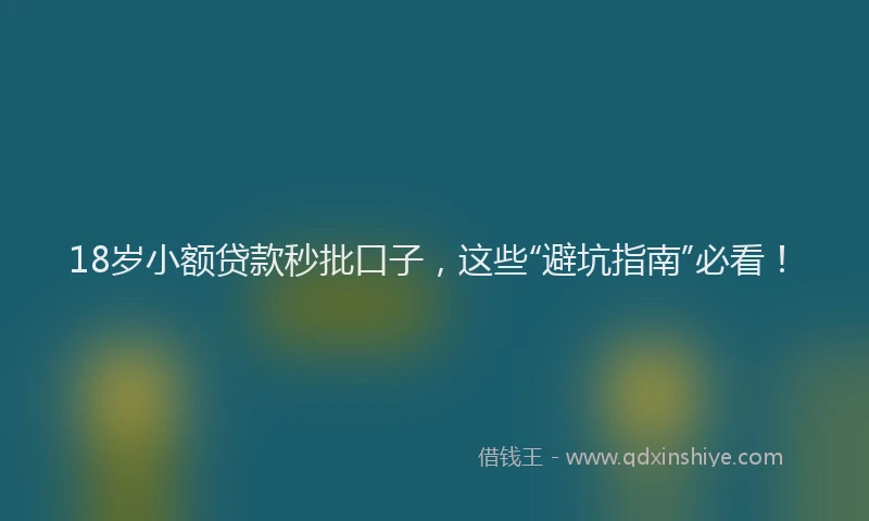 18岁小额贷款秒批口子，这些“避坑指南”必看！