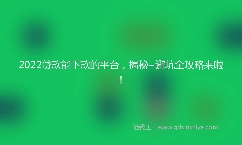 2022贷款能下款的平台，揭秘+避坑全攻略来啦！