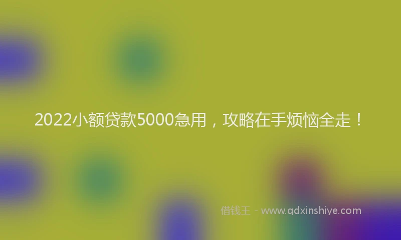 2022小额贷款5000急用，攻略在手烦恼全走！