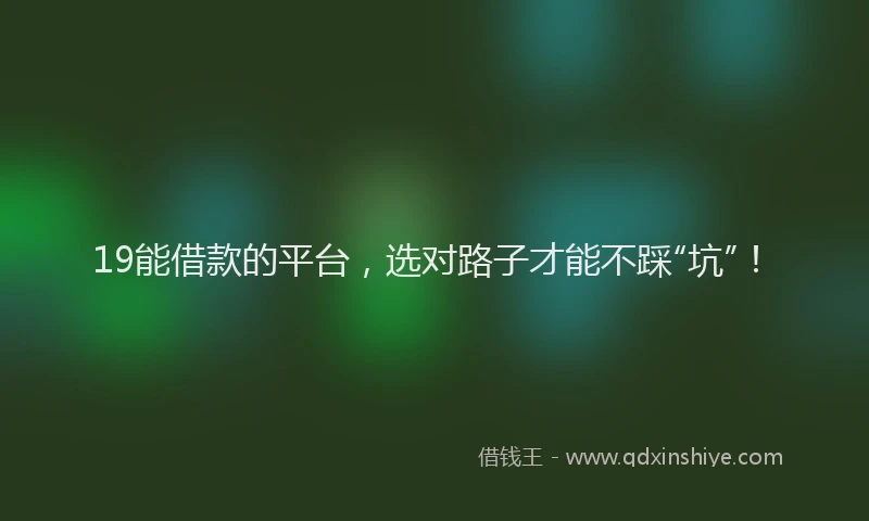 19能借款的平台，选对路子才能不踩“坑”！