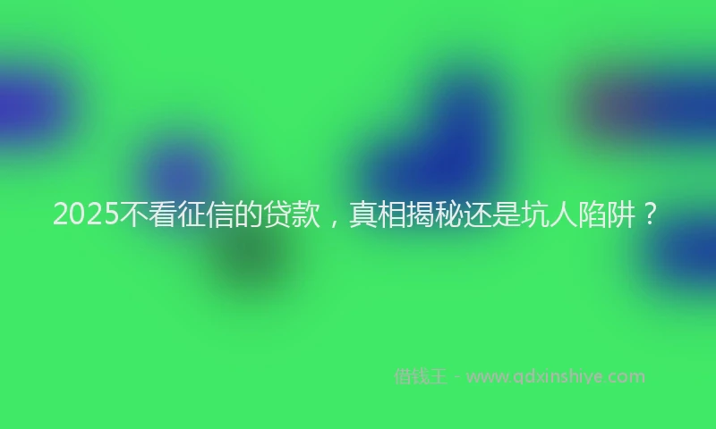 2025不看征信的贷款，真相揭秘还是坑人陷阱？
