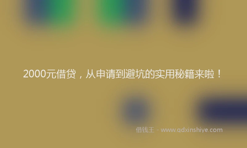 2000元借贷，从申请到避坑的实用秘籍来啦！