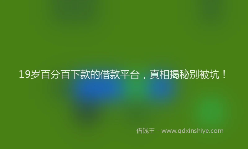 19岁百分百下款的借款平台，真相揭秘别被坑！