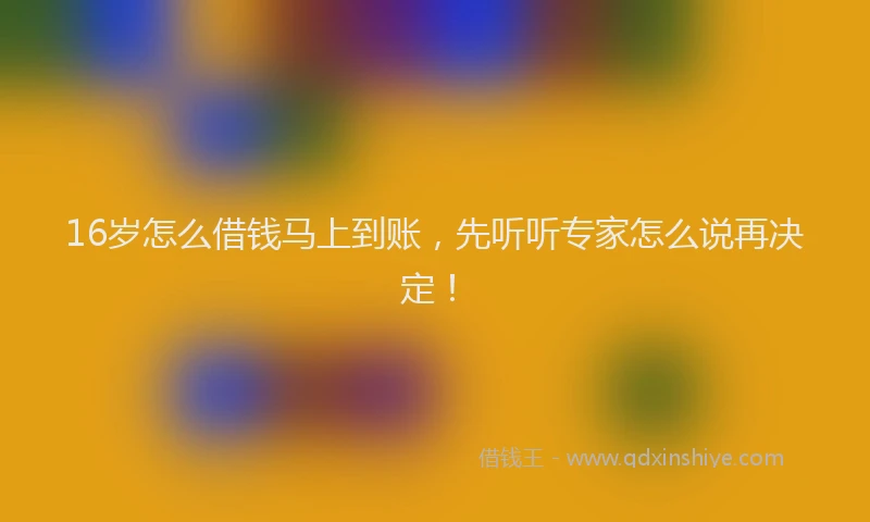 16岁怎么借钱马上到账，先听听专家怎么说再决定！