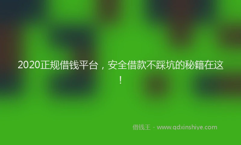 2020正规借钱平台，安全借款不踩坑的秘籍在这！