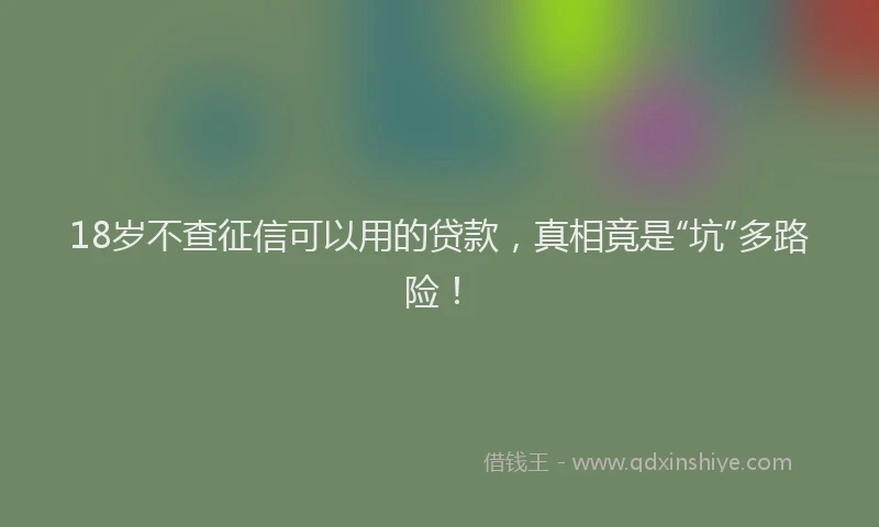 18岁不查征信可以用的贷款，真相竟是“坑”多路险！