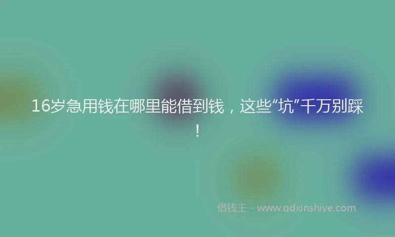 16岁急用钱在哪里能借到钱，这些“坑”千万别踩！