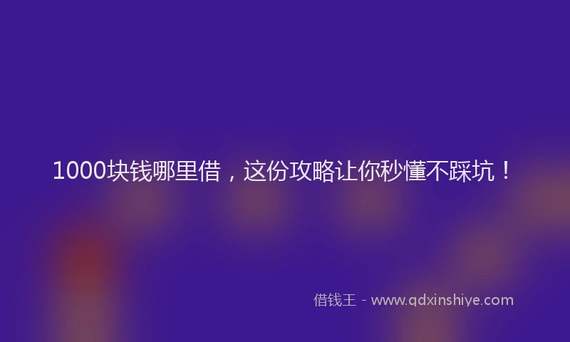 1000块钱哪里借，这份攻略让你秒懂不踩坑！